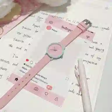 番米拉石英机芯 硅胶表带 国表 女表 红色表盘