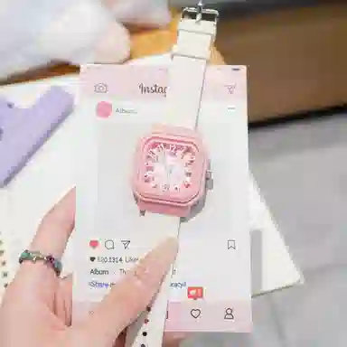 番米拉石英机芯 硅胶表带 国表 女表 蓝色表盘