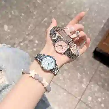 Fanmila Quartz Pink Dial Steel Strap Watch