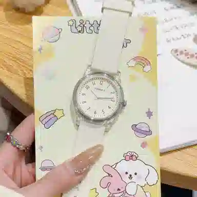 番米拉 石英机芯 硅胶表带 国表 女表 白色表盘