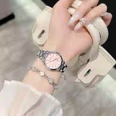 Fanmila Quartz Pink Dial Steel Strap Watch
