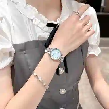 Fanmila Quartz Pink Dial Steel Strap Watch