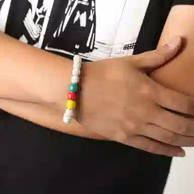 潘家园 雪巴红绿灯搭配三色雪巴琉璃 星月菩提 菩提类手串 男女同款情侣款