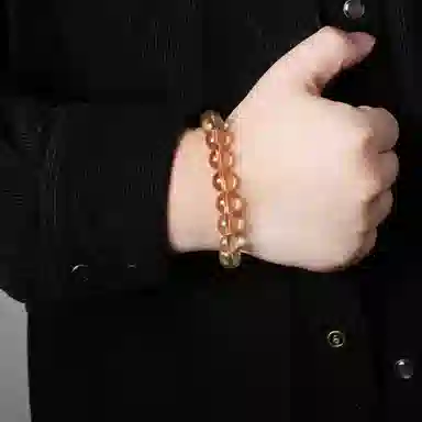 潘家园 单圈金橘圆珠 水晶 玉石手串 男女同款情侣款 水晶