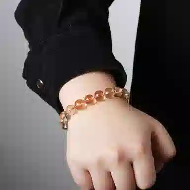 潘家园 单圈金橘圆珠 水晶 玉石手串 男女同款情侣款 水晶
