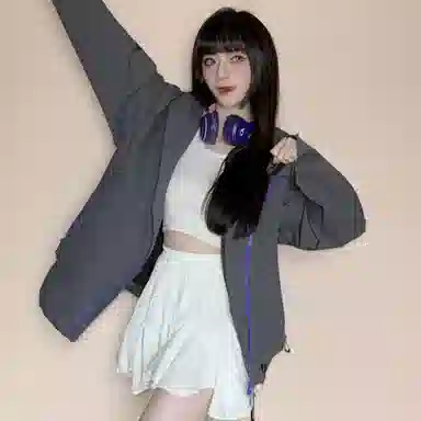 虫小绿 美式复古拼接撞色多拉链工装风休闲连帽款式时尚夹克外套 男女同款