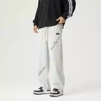 三体 自然选择号系列 美式复古百搭垂感中腰直筒简约基础字母印花宽松时尚舒适个性多巴胺高街休闲裤 男女同款