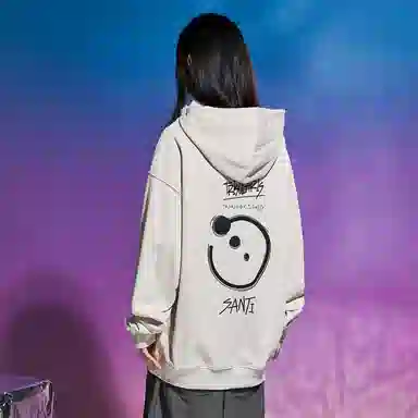 三体 文明符号系列 纯色多巴胺简约印花休闲百搭基础口袋宽松连帽套头重磅长袖卫衣 男女同款