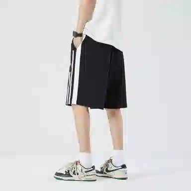 三体 文明系列 美式复古基础简约字母印花宽松短袖上衣条纹直筒短裤高街潮牌时尚舒适学生多巴胺日常休闲运动套装 男女同款