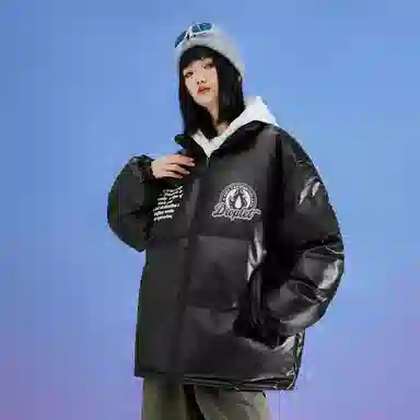 三体 水滴系列 保暖加厚防风防水防寒宽松基础款字母印花美式复古休闲户外机能风长袖面包服高街潮牌柔软舒适棉服 男女同款