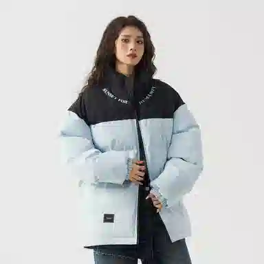 三体 人类的落日系列 简约基础款字母印花美式复古撞色拼接立领开衫百搭潮流加厚保暖舒适极寒户外长袖面包服棉服 男女同款