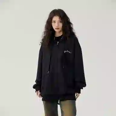 三体 不要回答系列 美式复古休闲宽松百搭简约基础款字母印花连帽高街潮牌街头嘻哈长袖重磅卫衣 男女同款