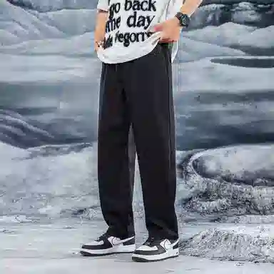 三体 问题系列 基础纯色宽松百搭垂感直筒美式复古高街潮牌时尚舒适薄款西装裤空调裤免烫显瘦透气商务多巴胺休闲裤 男女同款