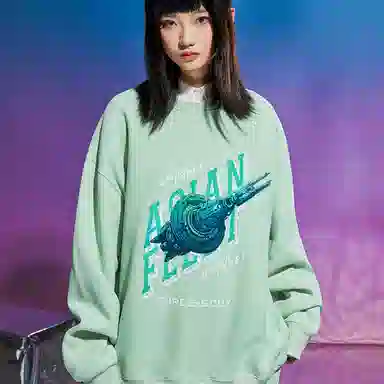 三体 亚洲战舰系列 休闲宽松简约字母印花圆领卫衣 男女同款