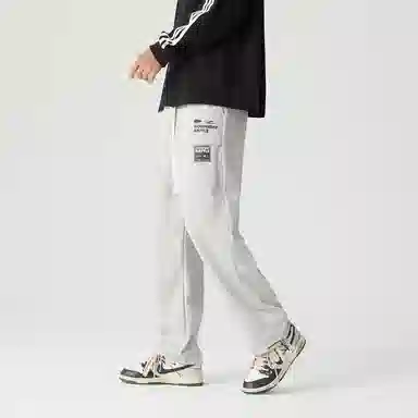 三体 末日之战系列 简约基础款字母印花宽松学生多巴胺高街潮牌复古美式百搭垂感自然中腰脚口抽绳两用直筒休闲裤 男女同款