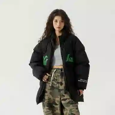 三体 面壁者系列 美式复古简约基础款字母印花加厚保暖防风防水防寒户外机能风宽松百搭立领开衫潮牌面包服棉服 男女同款