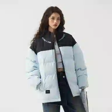 三体 人类的落日系列 简约基础款字母印花美式复古撞色拼接立领开衫百搭潮流加厚保暖舒适极寒户外长袖面包服棉服 男女同款