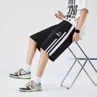 三体 文明系列 美式复古基础简约字母印花宽松短袖上衣条纹直筒短裤高街潮牌时尚舒适学生多巴胺日常休闲运动套装 男女同款