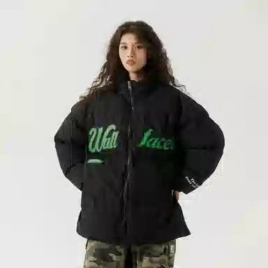 三体 面壁者系列 美式复古简约基础款字母印花加厚保暖防风防水防寒户外机能风宽松百搭立领开衫潮牌面包服棉服 男女同款