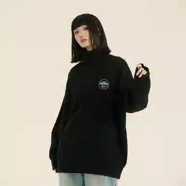 三体 地球文明系列 简约基础款字母印花绣标纯色保暖加厚柔软舒适高领套头百搭宽松内搭外穿学生多巴胺日常通勤针织衫 男女同款