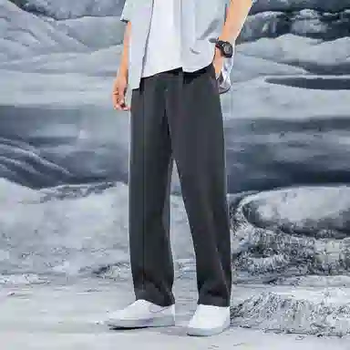 三体 水滴系列 简约基础纯色百搭宽松直筒垂感美式复古高街潮牌时尚舒适薄款免烫空调裤学生多巴胺显瘦速干休闲裤 男女同款