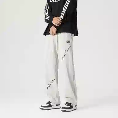 三体 自然选择号系列 美式复古百搭垂感中腰直筒简约基础字母印花宽松时尚舒适个性多巴胺高街休闲裤 男女同款