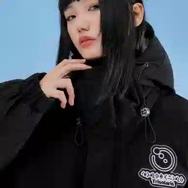 三体 红岸基地超级符号绣章系列 户外防风防水防寒字母印花连帽休闲加厚保暖舒适美式复古潮牌面包服长袖羽绒服 男女同款