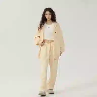 三体 水滴系列 美式复古简约基础款字母印花宽松百搭舒适连帽卫衣垂感中腰直筒裤子休闲运动套装 男女同款