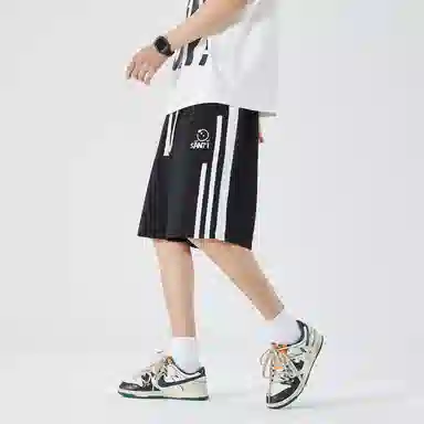 三体 文明系列 美式复古基础简约字母印花宽松短袖上衣条纹直筒短裤高街潮牌时尚舒适学生多巴胺日常休闲运动套装 男女同款