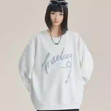 三体 文明系列 美式复古基础趣味字母发泡宽松休闲圆领套头百搭重磅高街潮牌时尚简约纯色学生保暖学院风情侣长袖卫衣 男女同款