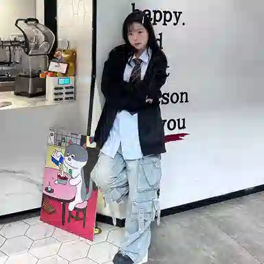 三体 太空亚洲战舰队系列 拼接撞色字母绣花章保暖加厚防风防水派克服拉链工装口袋户外休闲中长款连帽羽绒服外套 男女同款