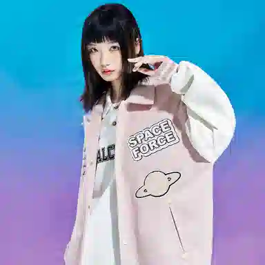 三体  战舰系列 美式复古高街潮牌拼接字母图案撞色简约基础款绣花多元素宽松休闲落肩袖飞行员教练学院风棒球服 男女同款