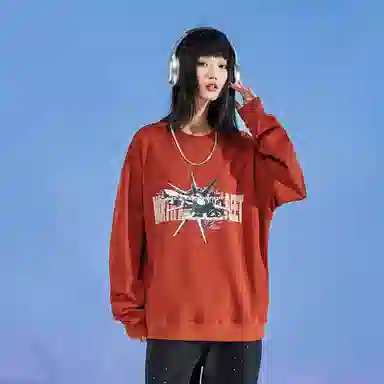 三体 北美舰队系列 基础简约宽松圆领套头长袖卫衣 男女同款