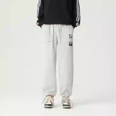 三体 末日之战系列 简约基础款字母印花宽松学生多巴胺高街潮牌复古美式百搭垂感自然中腰脚口抽绳两用直筒休闲裤 男女同款