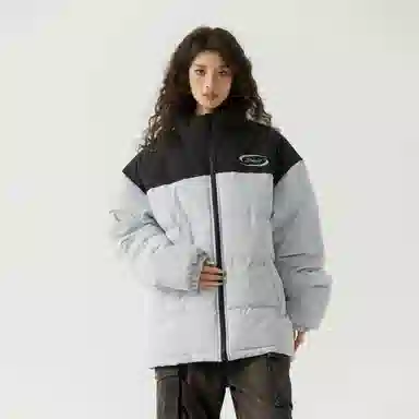 三体 水滴系列 撞色拼接美式复古立领开衫百搭保暖加厚登山服防风防水防寒柔软舒适潮牌户外机能风面包服长袖棉服 男女同款