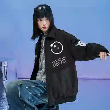 三体 红岸基地系列 监听员趣味复古大绣花字母基础款纯色棒球翻领拉链宽松休闲保暖防水棉服 男女同款