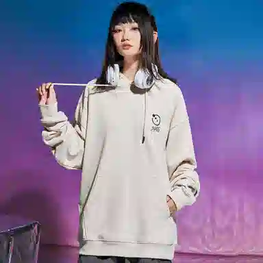 三体 文明符号系列 纯色多巴胺简约印花休闲百搭基础口袋宽松连帽套头重磅长袖卫衣 男女同款