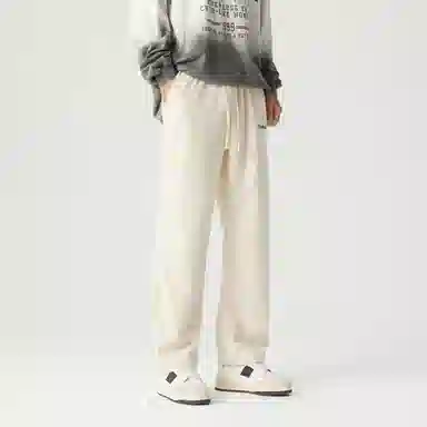 三体 不要回答系列 简约基础款字母印花美式复古宽松百搭垂感自然直筒多巴胺高街潮牌健身日常通勤时尚长裤休闲裤 男女同款