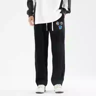 三体 战舰系列 简约基础款宽松阔腿修身百搭松紧系绳直筒垂感自然美式复古高街潮牌时尚舒适透气户外徒步爬山休闲裤 男女同款