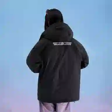 三体 红岸基地超级符号绣章系列 户外防风防水防寒字母印花连帽休闲加厚保暖舒适美式复古潮牌面包服长袖羽绒服 男女同款