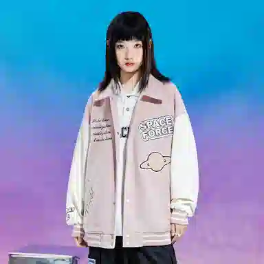 三体  战舰系列 美式复古高街潮牌拼接字母图案撞色简约基础款绣花多元素宽松休闲落肩袖飞行员教练学院风棒球服 男女同款