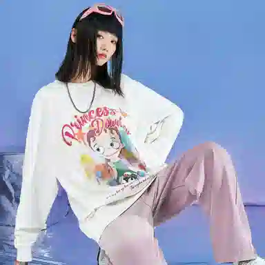 三体 露珠公主云天明的三个童话系列 卡通像宽松圆领套头美式高街简约通勤卫衣 男女同款