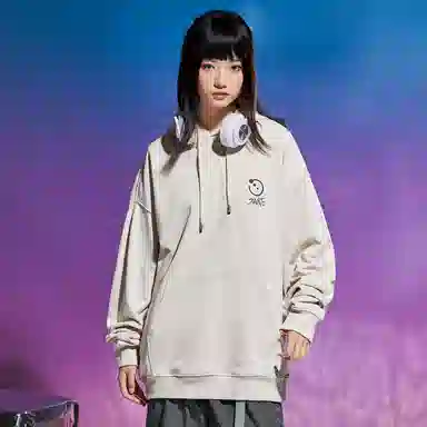 三体 文明符号系列 纯色多巴胺简约印花休闲百搭基础口袋宽松连帽套头重磅长袖卫衣 男女同款