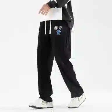 三体 战舰系列 简约基础款宽松阔腿修身百搭松紧系绳直筒垂感自然美式复古高街潮牌时尚舒适透气户外徒步爬山休闲裤 男女同款