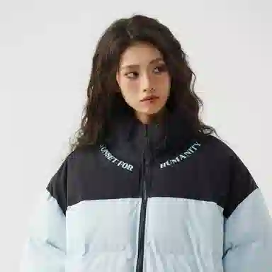 三体 人类的落日系列 简约基础款字母印花美式复古撞色拼接立领开衫百搭潮流加厚保暖舒适极寒户外长袖面包服棉服 男女同款