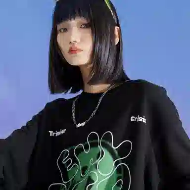 三体 脱水系列 美式复古字母涂鸦印花休闲宽松基础圆领套头百搭重磅长袖卫衣 男女同款