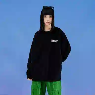 三体 字母人物印花宽松圆领套头美式复古长袖重磅卫衣 男女同款