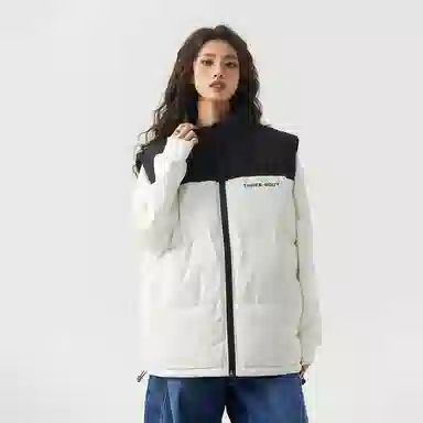 三体 文明系列 撞色拼接美式复古简约基础款字母印花百搭立领开衫户外工装机能风休闲宽松保暖加厚舒适防风无袖马甲 男女同款