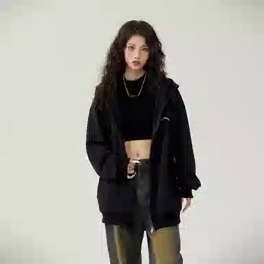 三体 不要回答系列 美式复古休闲宽松百搭简约基础款字母印花连帽高街潮牌街头嘻哈长袖重磅卫衣 男女同款