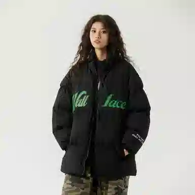 三体 面壁者系列 美式复古简约基础款字母印花加厚保暖防风防水防寒户外机能风宽松百搭立领开衫潮牌面包服棉服 男女同款